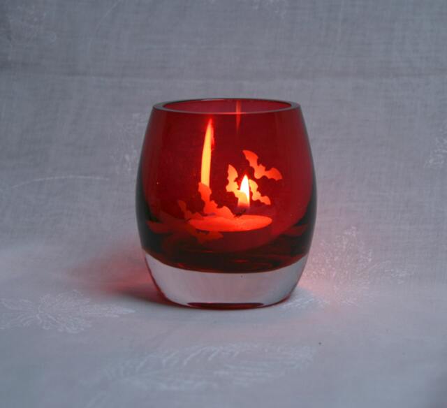 Simply Batty - An Exclusive Design, Acid Etched T Light Holder Etched With Bats in My - image 1