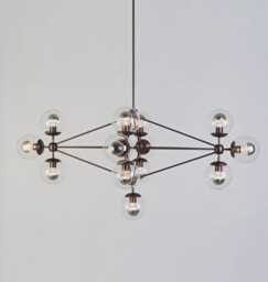 1950S Mid-Century Modern Brass Sputnik Chandelier - Diamond 13-Globe Mobile Pendant Light Fixture - thumbnail 1
