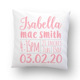 Baby Stats Pillow, Birth Announcement Pillow, Nursery New Gift Personalized, Custom Name Shower - thumbnail 2