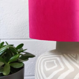 Cerise Pink Velvet & Tropical Lampshade With Dark Monkey Lining - thumbnail 2