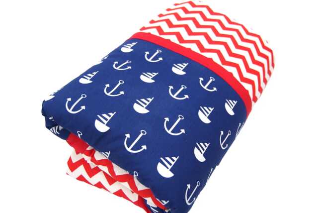 Baby Playmat 105 X cm, Quilted Blanket, Patchwork Blanket in Red/Blue, Also Available As A Set With Cloud Cushions, Handmade By Bab-Berlin - image 1
