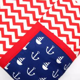 Baby Playmat 105 X cm, Quilted Blanket, Patchwork Blanket in Red/Blue, Also Available As A Set With Cloud Cushions, Handmade By Bab-Berlin - thumbnail 3