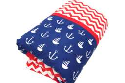 Baby Playmat 105 X cm, Quilted Blanket, Patchwork Blanket in Red/Blue, Also Available As A Set With Cloud Cushions, Handmade By Bab-Berlin - thumbnail 1