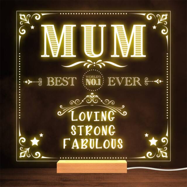 Vintage Mum Best Ever Strong Fabulous Mother's Day Personalised Gift Night Light - image 1