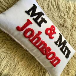 Custom Name Punch Needle Pillow Cover, Linen Anniversary Gift - thumbnail 3