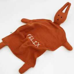 Personalized Baby Bunny Comforter - Soft Muslin Lovey Toy, Plush Security Blanket, Newborn Gift, Organic Cotton Stuffed Animal For Babies - thumbnail 2