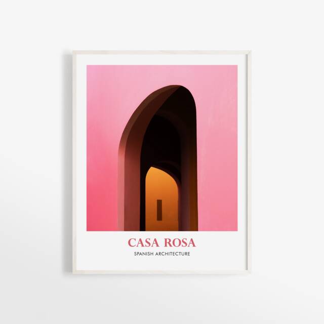 Casa Rosa Art Print Minimalist Spanish Architecture Photography - image 1