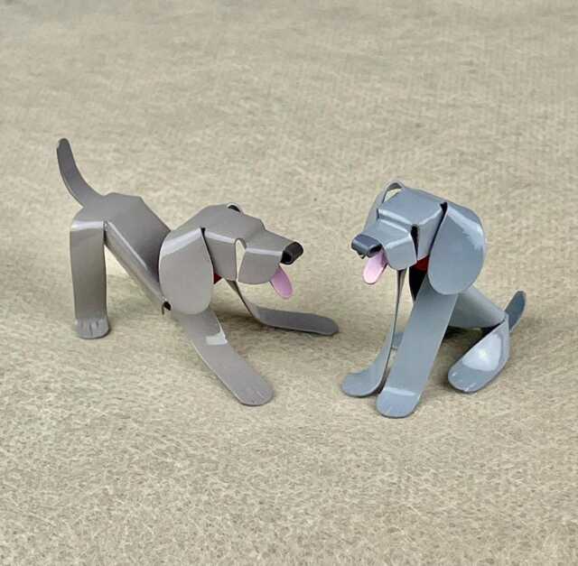 Weimaraner Puppy Handmade Copper Sculpture, Miniature Collectible Dog Art Figurine - image 1