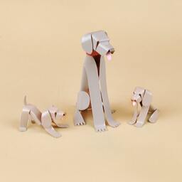 Weimaraner Puppy Handmade Copper Sculpture, Miniature Collectible Dog Art Figurine - thumbnail 3