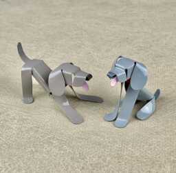 Weimaraner Puppy Handmade Copper Sculpture, Miniature Collectible Dog Art Figurine - thumbnail 1