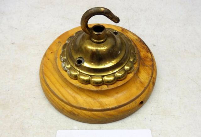 Brass Ceiling Hook Lamp Chandelier Light Wall Patras Wooden Mount Hanging Chain Antique Old - image 1