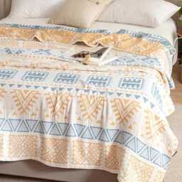 Reversible Cotton Tribal Blanket Boho Geometric Throw - thumbnail 3