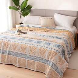 Reversible Cotton Tribal Blanket Boho Geometric Throw - thumbnail 1