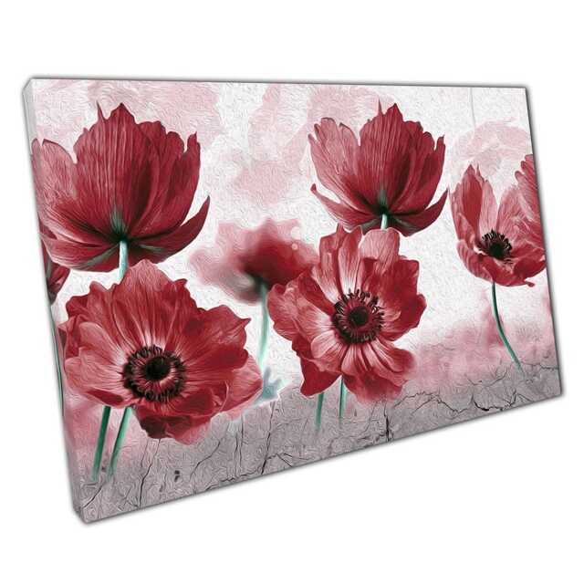 Abstract Red Floral Canvas Wall Art Print For Dreamy Home Office Decor - image 1