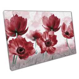 Abstract Red Floral Canvas Wall Art Print For Dreamy Home Office Decor - thumbnail 1