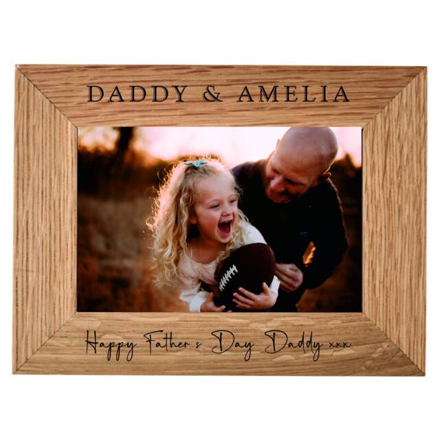 Personalised Custom Oak Finished Photo Frame - Add Your Own Text Dad Daddy Grandad Father's Day Birthday Christmas Gift Present