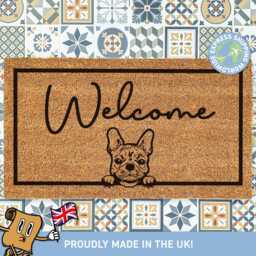 Frenchie Dog Doormat, Porch Doormat , Customised Gift For Lovers, Whimsical French Bulldog Welcome Mat, Personalised - thumbnail 1