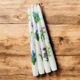 Floral Candles, Flower Home Decor, Painted Candlesticks, Taper Candles - thumbnail 1
