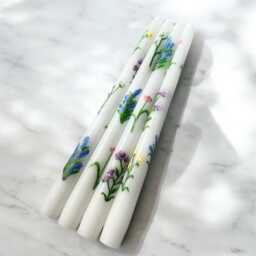 Floral Candles, Flower Home Decor, Painted Candlesticks, Taper Candles - thumbnail 2