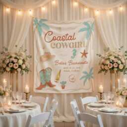 Coastal Cowgirl Bachelorette Party Banner - Boho Wall Tapestry, Beach Decor, Bridal Shower Backdrop, Western Decor - thumbnail 2