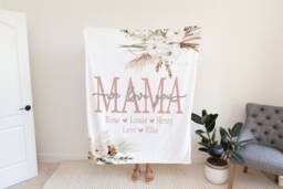 Christmas Blanket, Gift, Floral Style Personalized Mom Gift For Grandparent, Birthday - thumbnail 1
