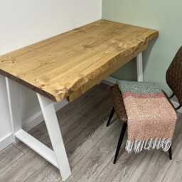 Handmade Live Edge Desk With Drawer On Steel A Legs - thumbnail 4