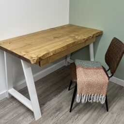 Handmade Live Edge Desk With Drawer On Steel A Legs - thumbnail 3