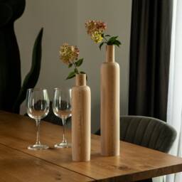 Handmade Wooden Vase Set Carved Home Decor - thumbnail 3