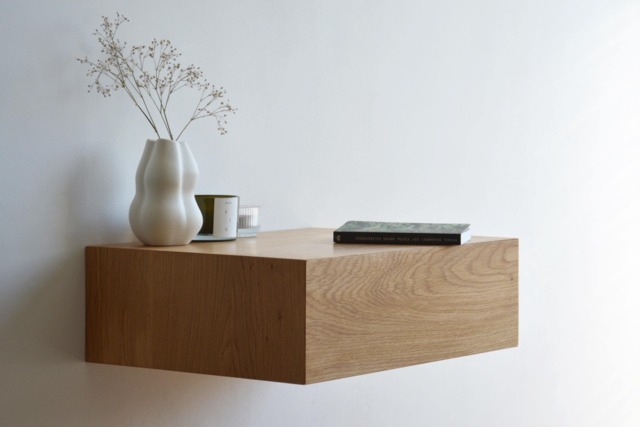 Minimalist Floating Nightstand With Drawer Made Of Oak - Various Sizes Single Or Double - image 1