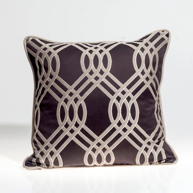 Romo Black Geometric Pillow Cover, Platinum Scroll Design - 20x20 - image 1