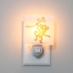 Monkey Fused Glass Nightlight - Nursery Baby Shower Gift Kids Gender Neutral Modern Baboon Chimp Chimpanzee - thumbnail 2