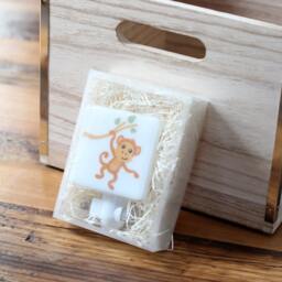 Monkey Fused Glass Nightlight - Nursery Baby Shower Gift Kids Gender Neutral Modern Baboon Chimp Chimpanzee - thumbnail 3