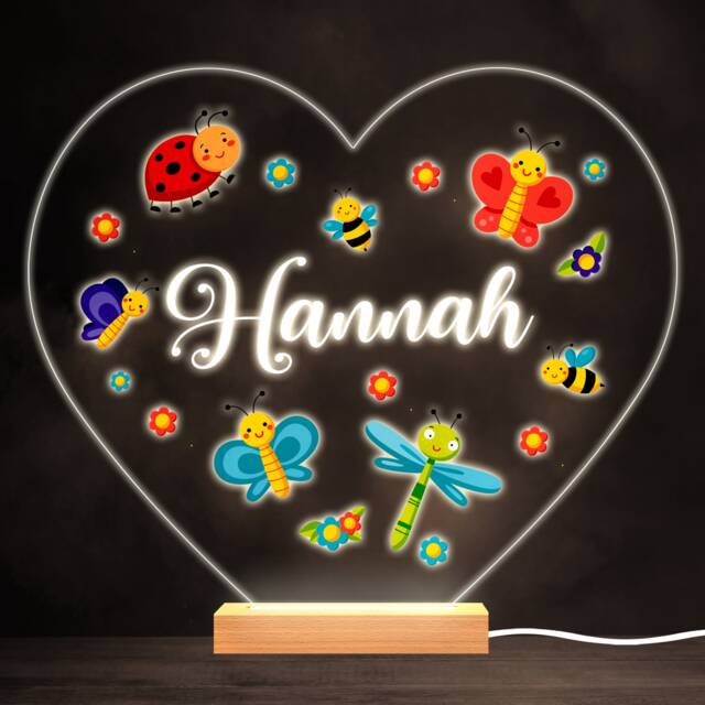Cute Insects Bugs Colourful Round Personalised Gift Led Lamp Night Light - Bedroom - image 1