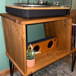 Record Player Stand Handcrafted Turntable Cabinet With Vinyl Storage, Holder & Lp Storage Unit Customised Sizes/Colours - thumbnail 3