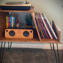 Record Player Stand Handcrafted Turntable Cabinet With Vinyl Storage, Holder & Lp Storage Unit Customised Sizes/Colours - thumbnail 2
