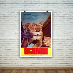 Uganda Poster Vintage Africa Lion Travel Print - thumbnail 1