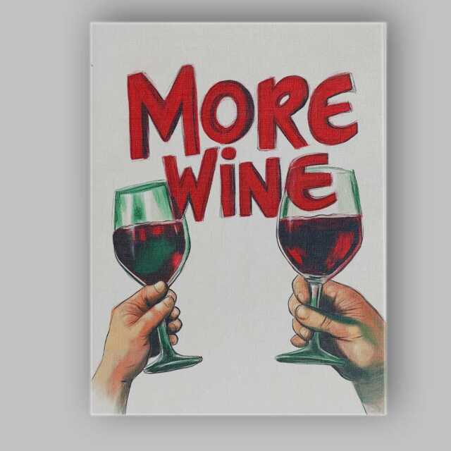More Wine Typography Cheers Illustration Canvas Wall Art Print Decor Picture Ready To Hang - image 1