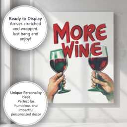 More Wine Typography Cheers Illustration Canvas Wall Art Print Decor Picture Ready To Hang - thumbnail 3