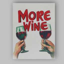 More Wine Typography Cheers Illustration Canvas Wall Art Print Decor Picture Ready To Hang - thumbnail 1