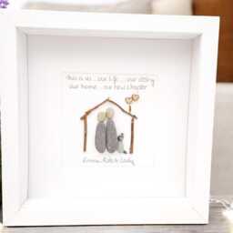 Family Our Home Gift Luxury Pebble Picture Personalised , House Picture , Friends New Decor - thumbnail 2