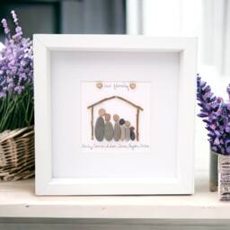Family Our Home Gift Luxury Pebble Picture Personalised , House Picture , Friends New Decor - thumbnail 1