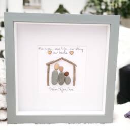 Family Our Home Gift Luxury Pebble Picture Personalised , House Picture , Friends New Decor - thumbnail 3