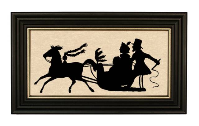 Dashing Through The Snow Framed Paper Cut Silhouette, Christmas, Holiday, Antique Style, Wall Art, Decor - image 1