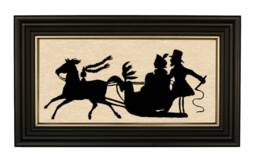 Dashing Through The Snow Framed Paper Cut Silhouette, Christmas, Holiday, Antique Style, Wall Art, Decor - thumbnail 1