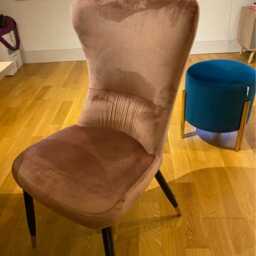 Set Of 2 New York Velvet Dining Chairs - High-Back With Black Legs & Gold Tips - thumbnail 3