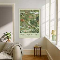 William Morris Owl & Willow - Exhibition Poster- Green Botanical Pattern- Vintage Museum-William Art Nouveau - thumbnail 2