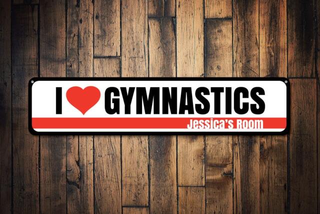 I Love Gymnastics Custom Room Sign, Personalized Wall Art For Kids, Gymnast Themed Bedroom Decor, Sports Lover Gift - image 1