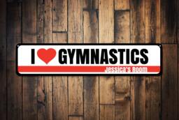 I Love Gymnastics Custom Room Sign, Personalized Wall Art For Kids, Gymnast Themed Bedroom Decor, Sports Lover Gift - thumbnail 1