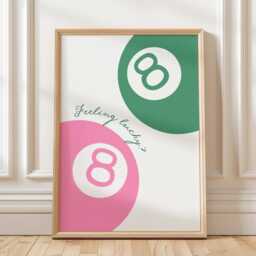 Feeling Lucky 8 Ball, Funky Pink & Green Decor, Trendy Aesthetic Wall Art Retro Girly Bedroom Print, Ball Poster - thumbnail 3