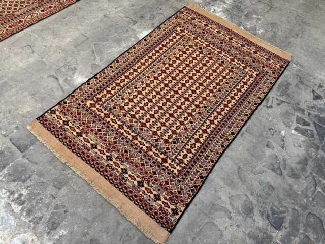 3'11x6'6 Ft Afghan Wool Kilim Rug - Vintage-Style Flatweave in Brown Tones With Tribal Stripes For Beautiful Boho Living Spaces - image 1